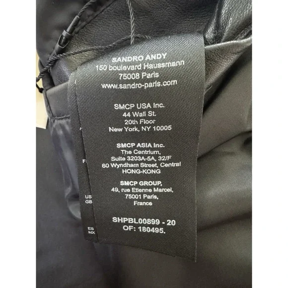 Sandro Paris Monaco Black Leather Jacket Rare brand NWT Size Small. Mens